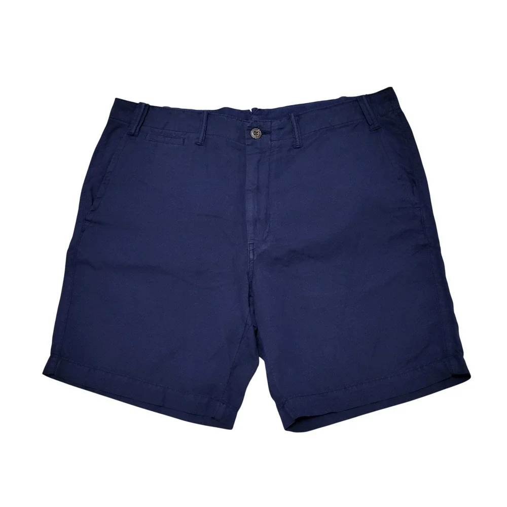 Polo Ralph Lauren 8-inch Straight Fit Linen-cotton Short Mens Navy Blue Size 34